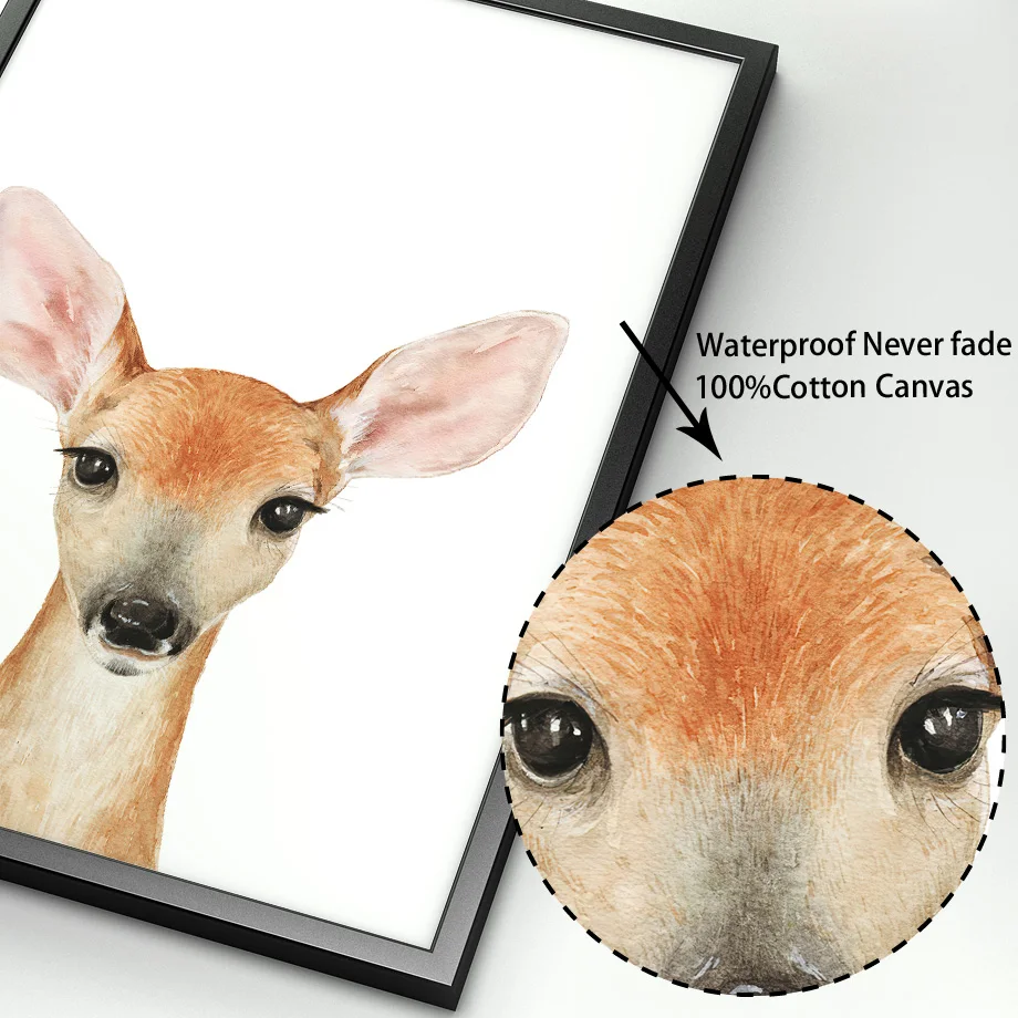 Милый слон жираф кролик лиса Лев медведь Настенная картина Картина на холсте