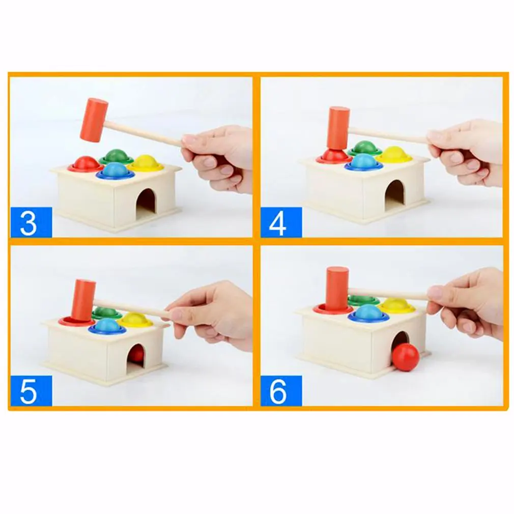 Caja para martillar de madera para ni&ntilde;os, juego divertido de h&aacute;mster, juguete Juguetes educativos de Aprendizaje Temprano-4
