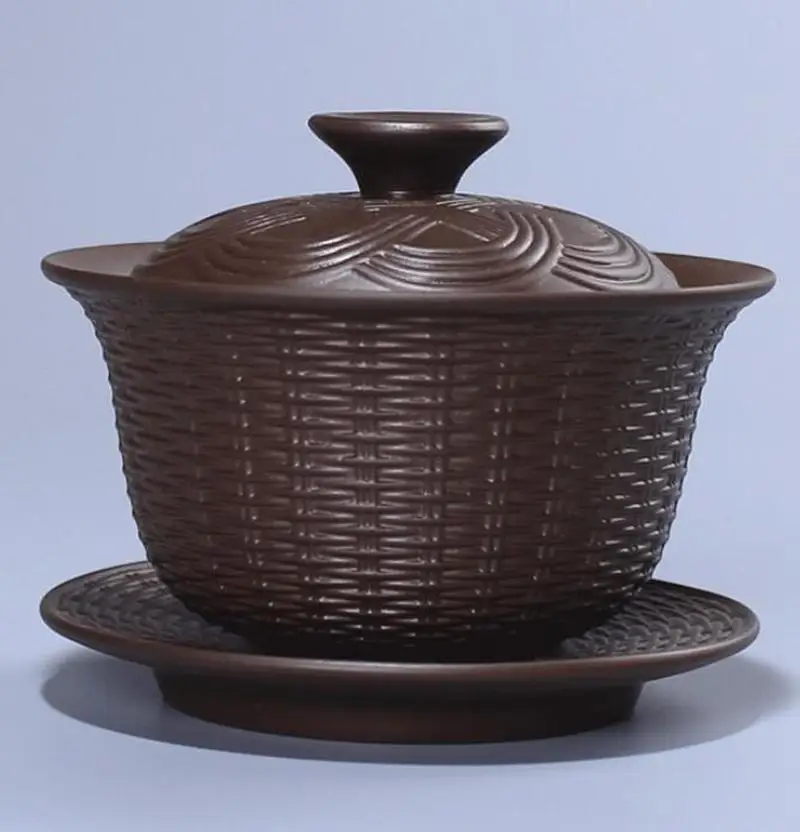 Ткать Gaiwan Фиолетовый Глиняный чай Tureen ручной работы здоровье Zisha чайная