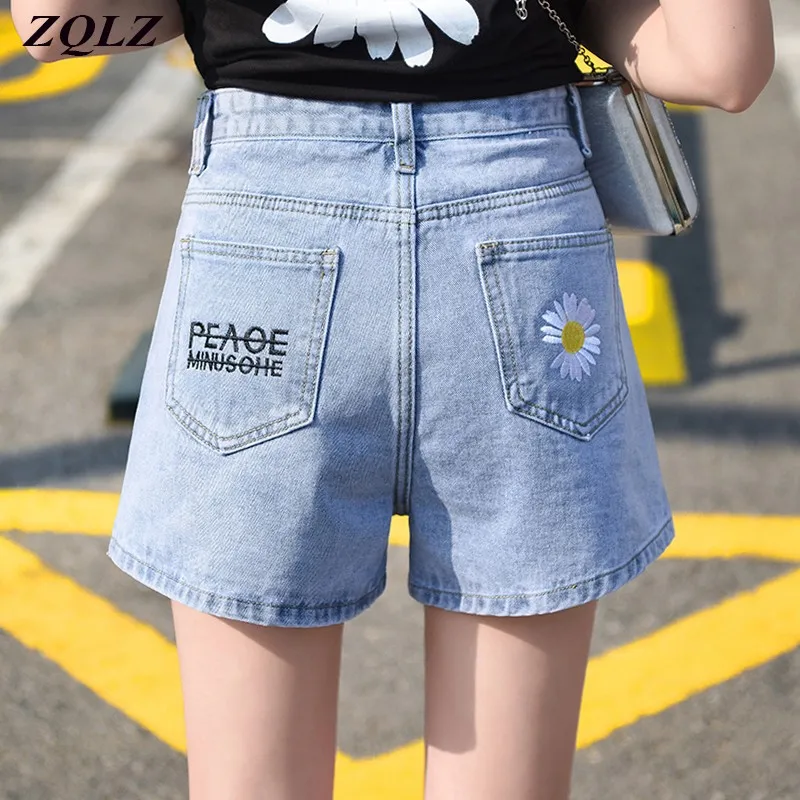 ZQLZ летние женские джинсовые шорты с вышивкой новинка 2021 повседневные свободные