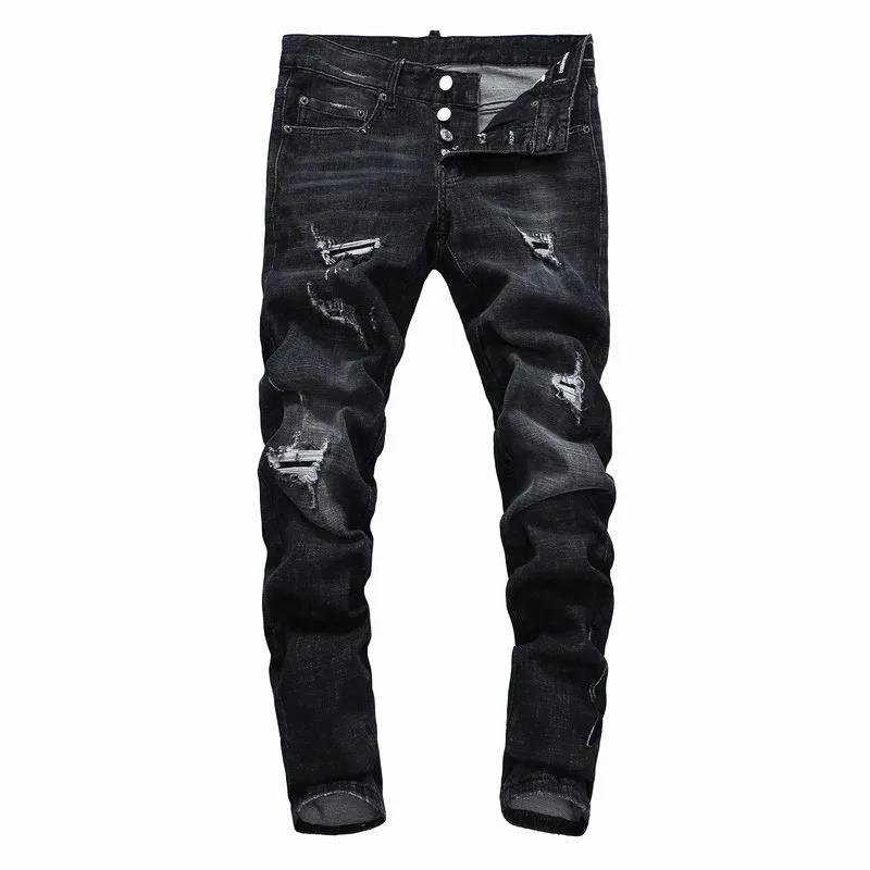 Рваные джинсы для мужчин скинни на молнии DSQ D2 1 заказ|Мужские джинсы| |