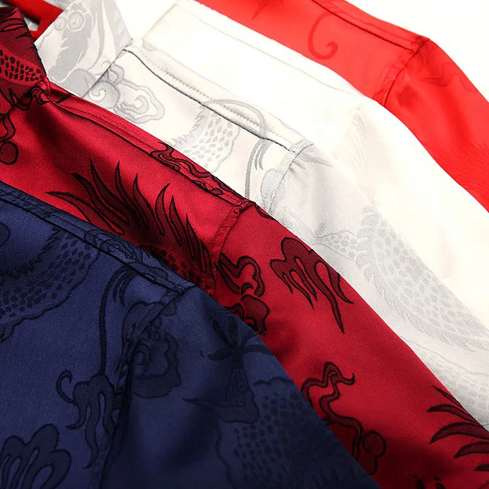 Рубашка мужская с принтом китайского дракона деловая Повседневная приталенная