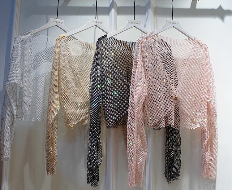 Новая пикантная светильник лая сетчатая рубашка с кристаллами для дискотеки