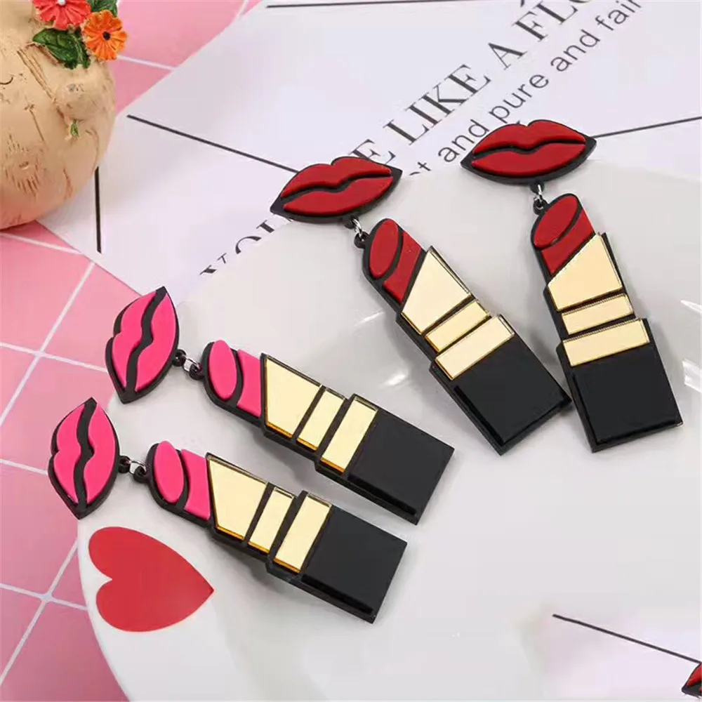 Женские акриловые серьги SexeMara длинные сережки в стиле хип-хоп с красными губами и
