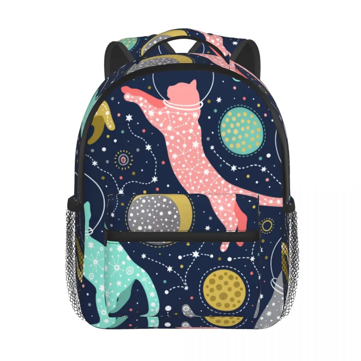 Kids Backpack Cosmic Cats Astronauts In Helmets Floating In Space Kindergarten Children Mochila School Bag