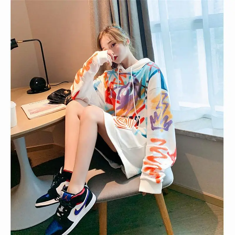 

ZITY Harajuku Oversized Hoodie Sweatshirt Women Autumn Doodling Print Hoodies Long Sleeve Pullover Loose Cute Hoodie Funny