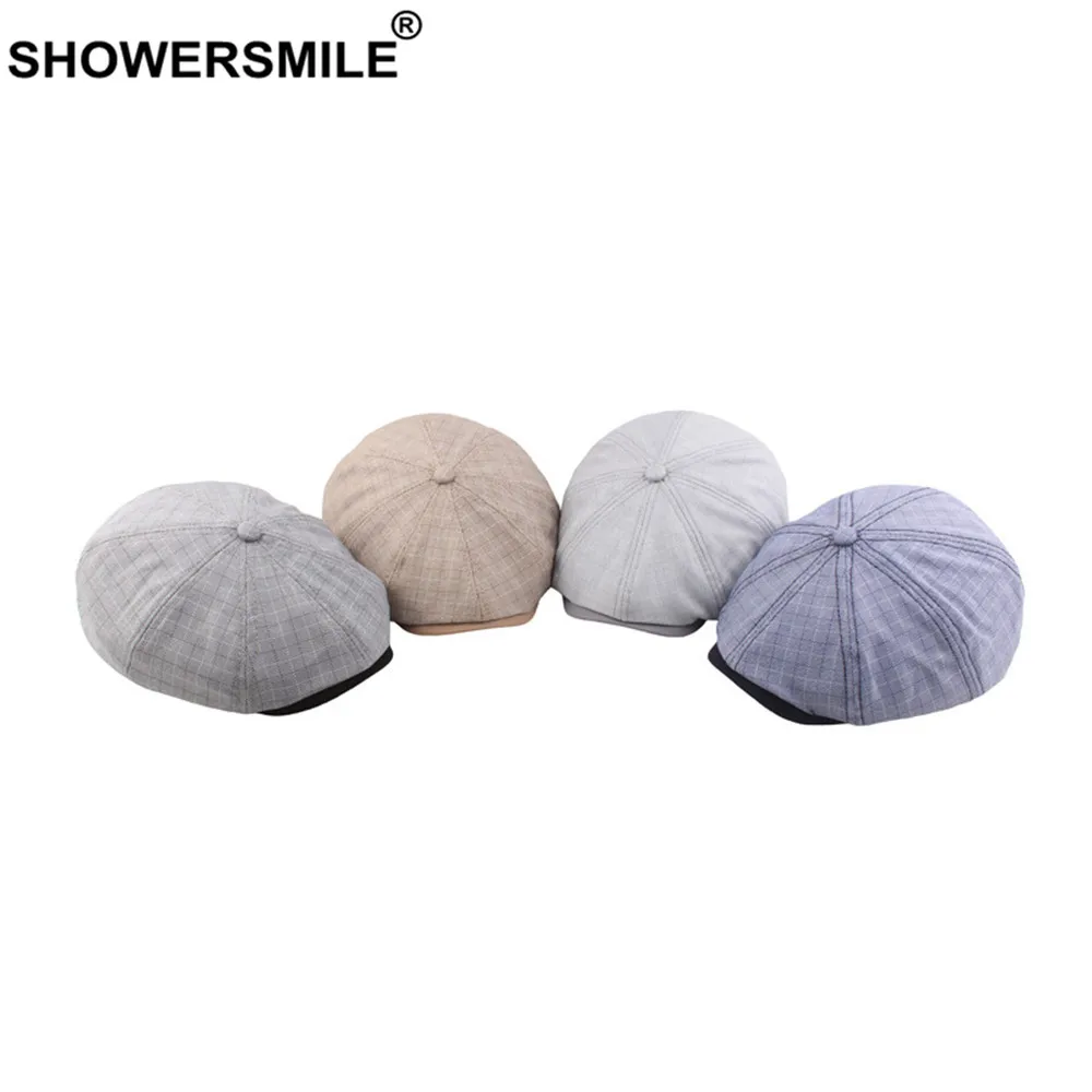 Мужская клетчатая кепка SHOWERSMILE повседневная хлопковая из 8 предметов в стиле