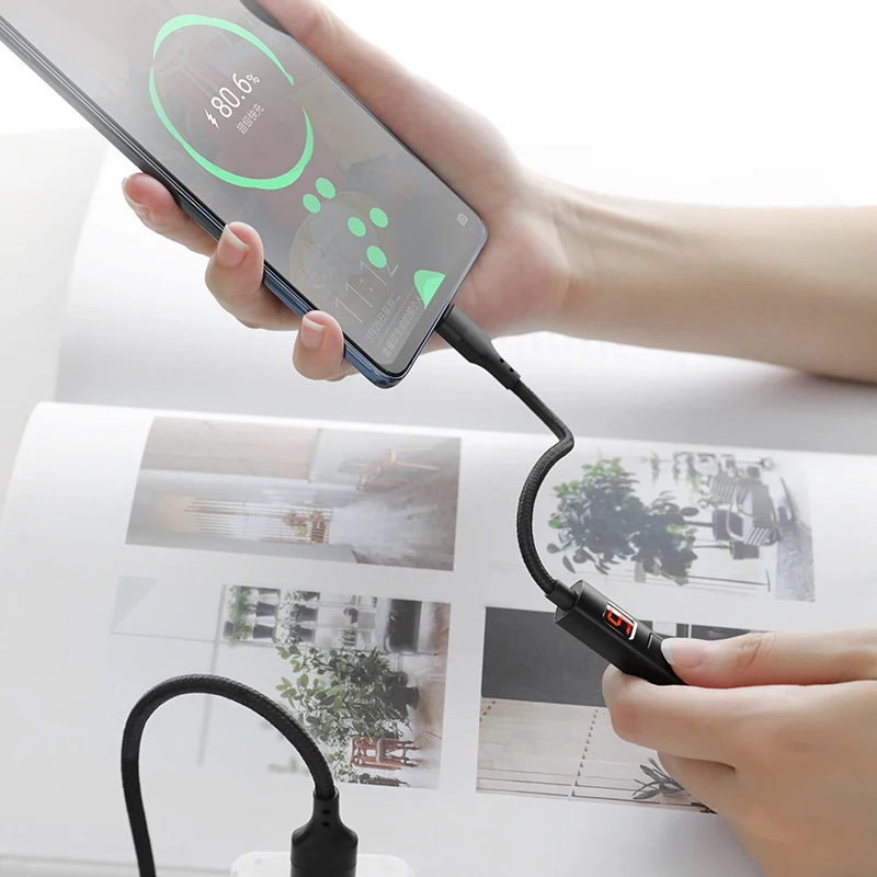 HOCO usb type C к USB кабель для samsung Galaxy S10 S9 Note10 Xiaomi 9 huawei P30 на экране синхронизации зарядки Кабели быстрой зарядки