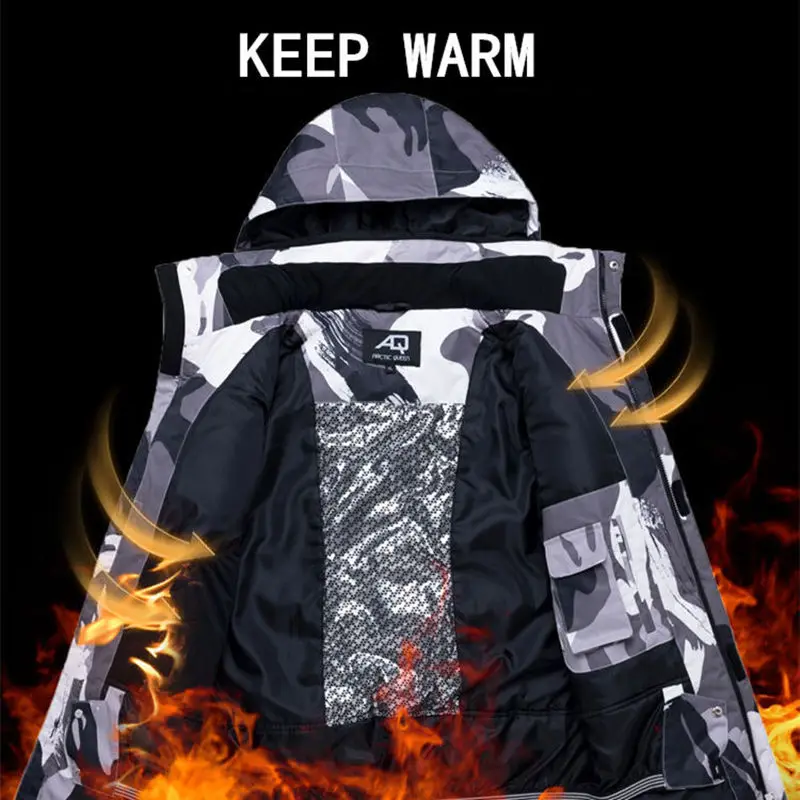 Лыжный костюм мужской водонепроницаемый ветрозащитный утепленный теплый зимний