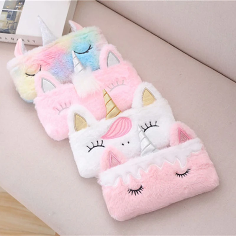 Милый плюшевый чехол карандаш в виде единорога из парусины kawaii estuche para lpices для
