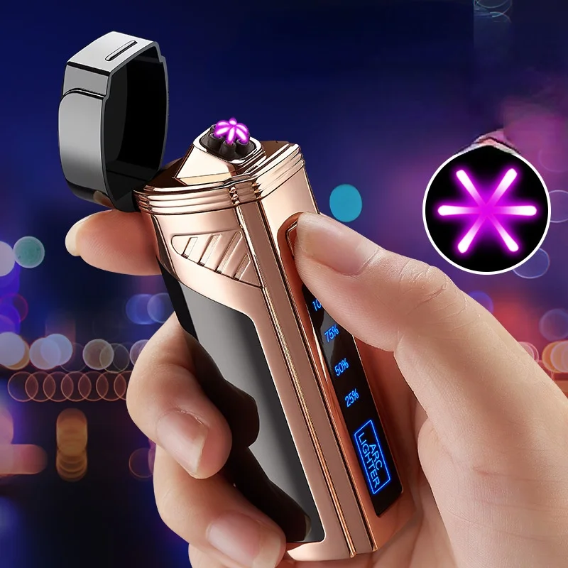 

USB перезаряжаемая зажигалка, шестидуговая Зажигалка для сигар, мощная цифровая лампа, аксессуары для курения, зафонарь Галка для сорняков