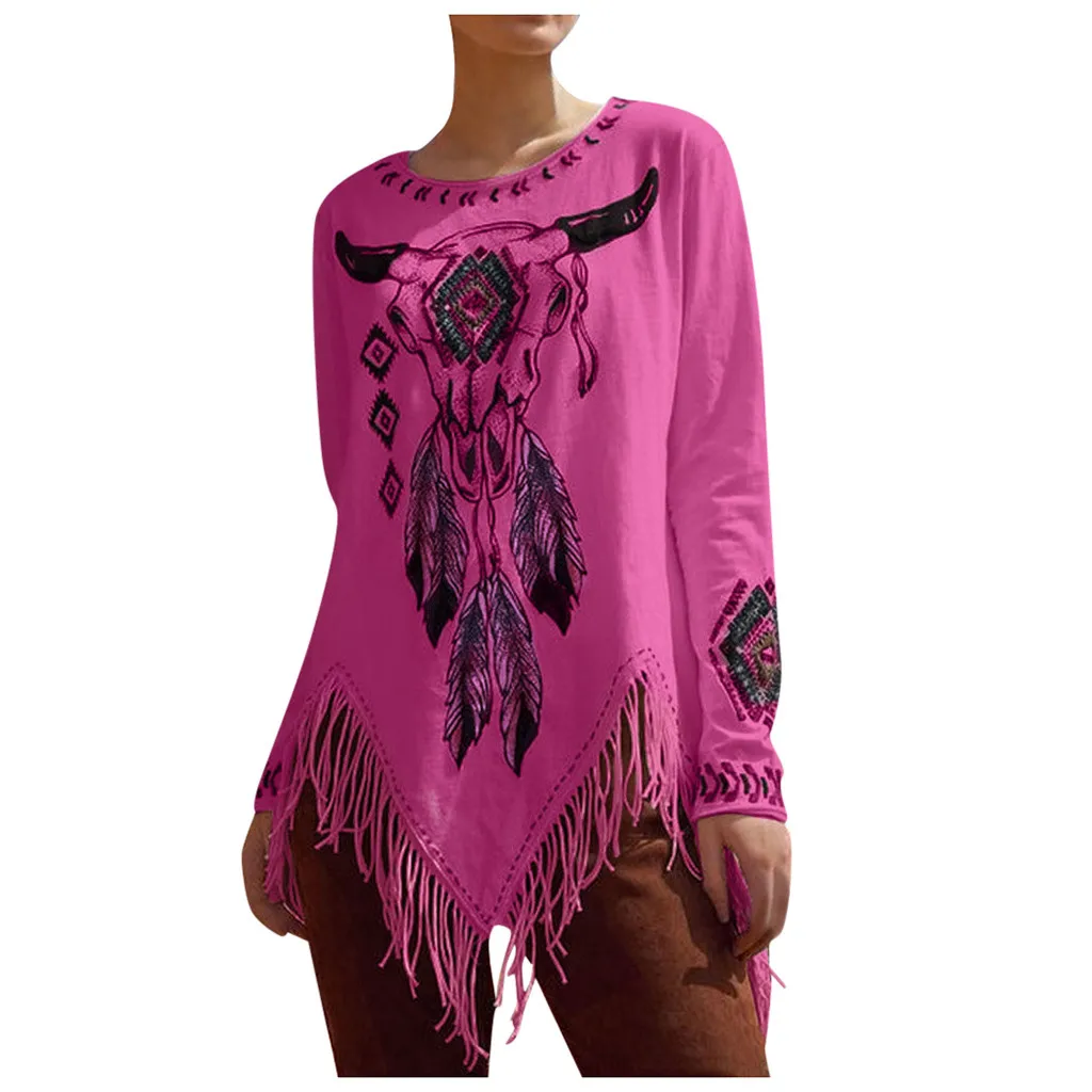 Женская Повседневная футболка с длинным рукавом повседневная Сетчатая принтом