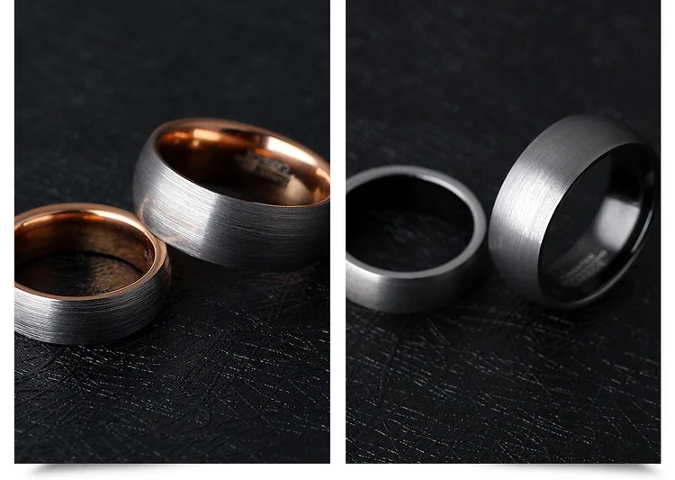 Классический Романтический черный Вольфрамовая сталь парное кольцо 8mm6mm широкое черное кольцо полная дуга матовое парное кольцо VR551