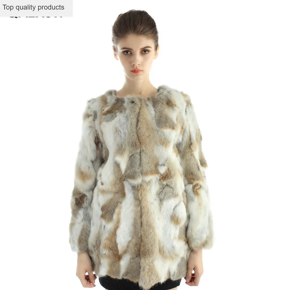 2020 fashion new winter women long coat of fur warm fashion real rabbit fur fur coat long sleeve female Gunuine Fur coat DX255