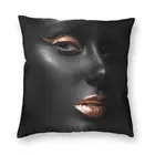 Двухсторонняя наволочка для подушки, с изображением Африканской королевы, черного цвета