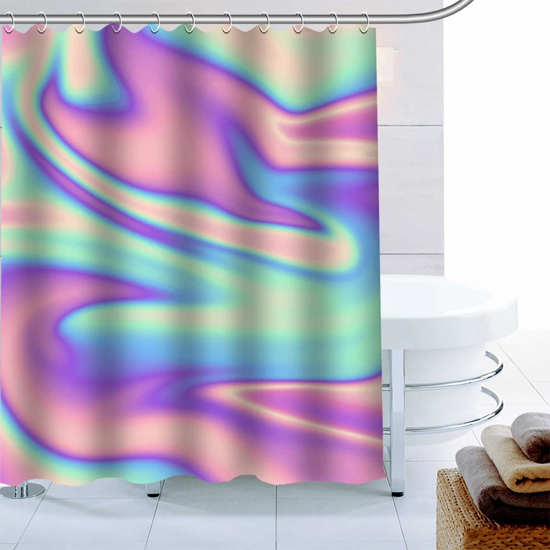 Custom Text Holographic Backgrounds Decor Shower Curtain Waterproof Mildew Proof Bath Polyester Fabric Bathroom | Дом и сад