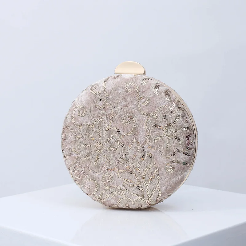 Велюровые вечерние сумки круглой формы клатч с цепочкой маленькие сумочки для