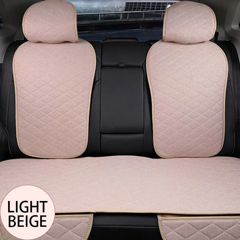 Rear Beige 1pc Льняной Чехол-протектор на автомобильное сиденье Авто Передняя Задняя крышка сиденья спинка сиденье Подушка коврик авто автомобильный интерьер для грузовика внедорожник или фургон - Название цвета: Rear Beige 1pc