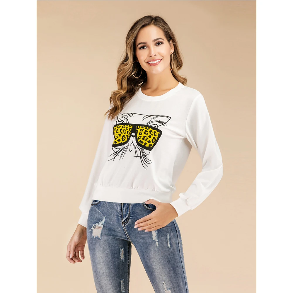 Весенне-осенняя женская футболка 2020 повседневная с длинным рукавом и круглым