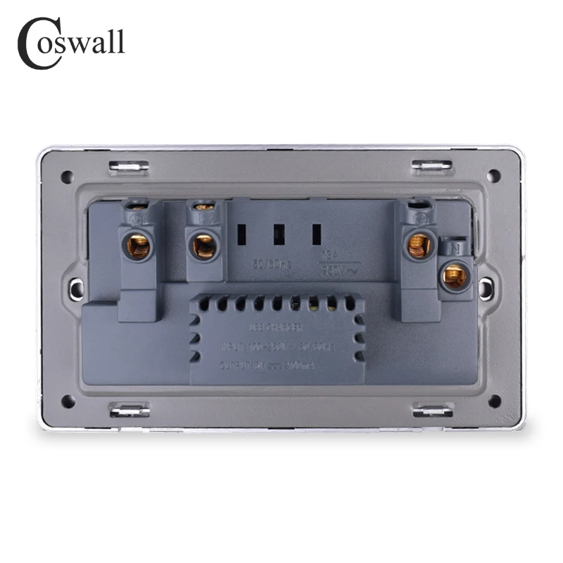 COSWALL 2 банды 13A универсальная Коммутируемая розетка двойной USB порт зарядки выход 2.1A настенная розетка из нержавеющей стали матовая панель