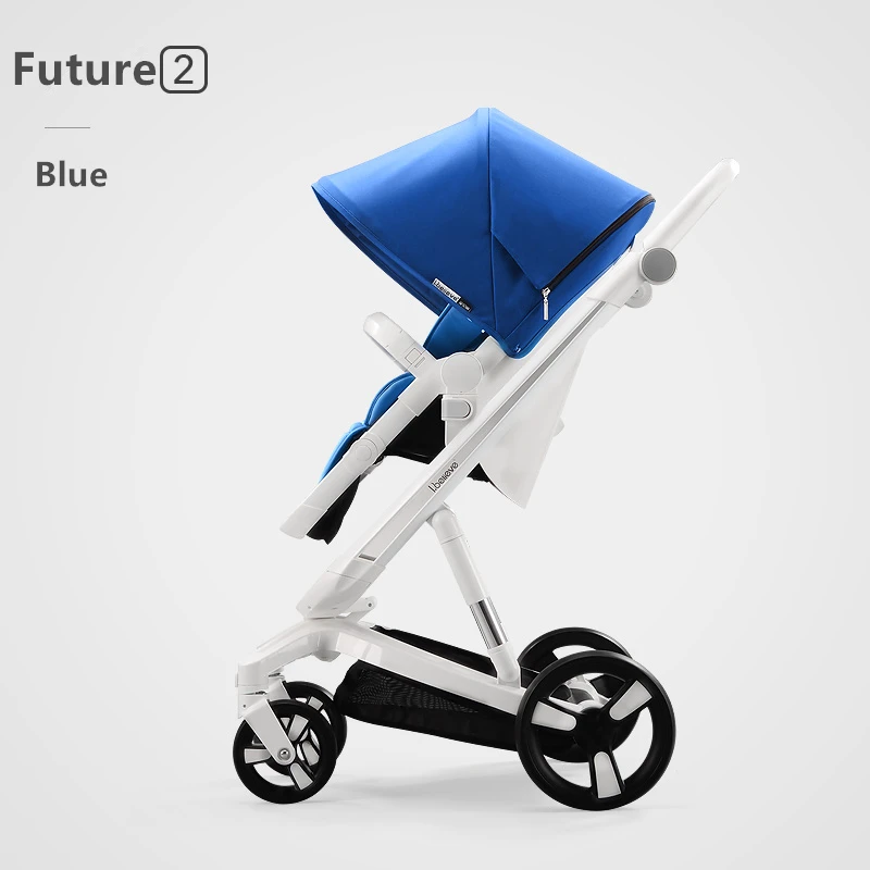 Blue Умная тормозная система красивый пейзаж для детей коляска 3 в 1 Горячая мама розовая коляска реверсивная портативная детская тележка дорожная коляска - Цвет: Blue