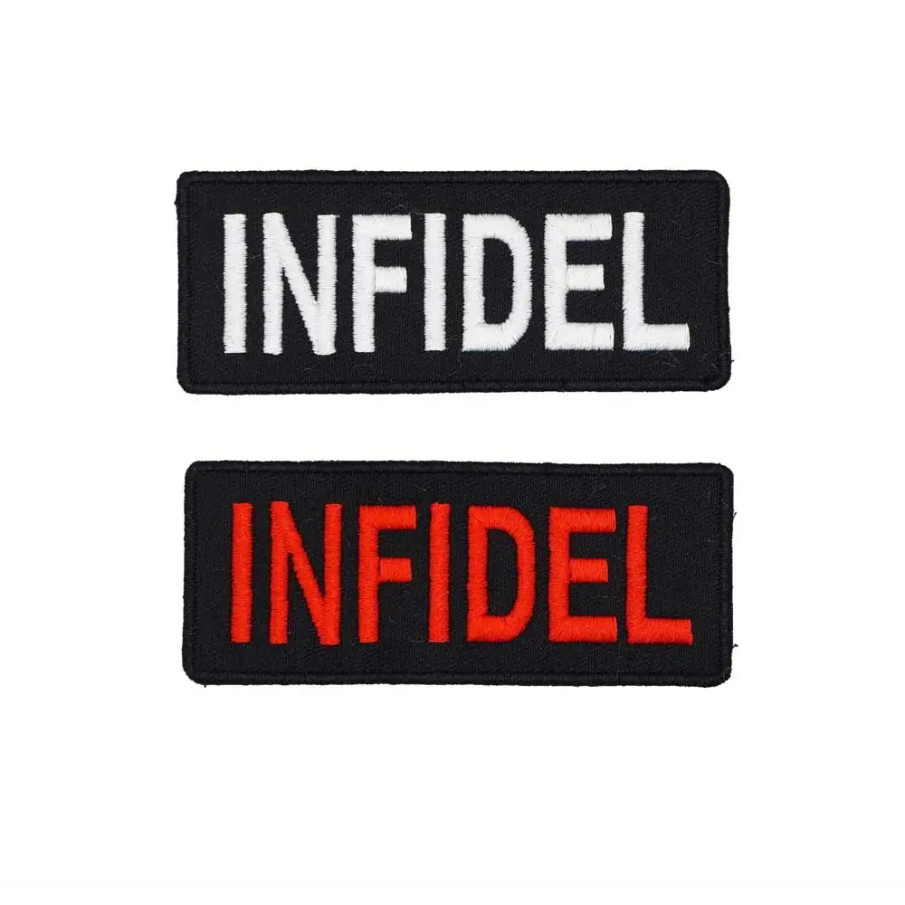 Именные этикетки INFIDEL нашивка с вышивкой утюгом и подкладкой крючком|Заплатки| |