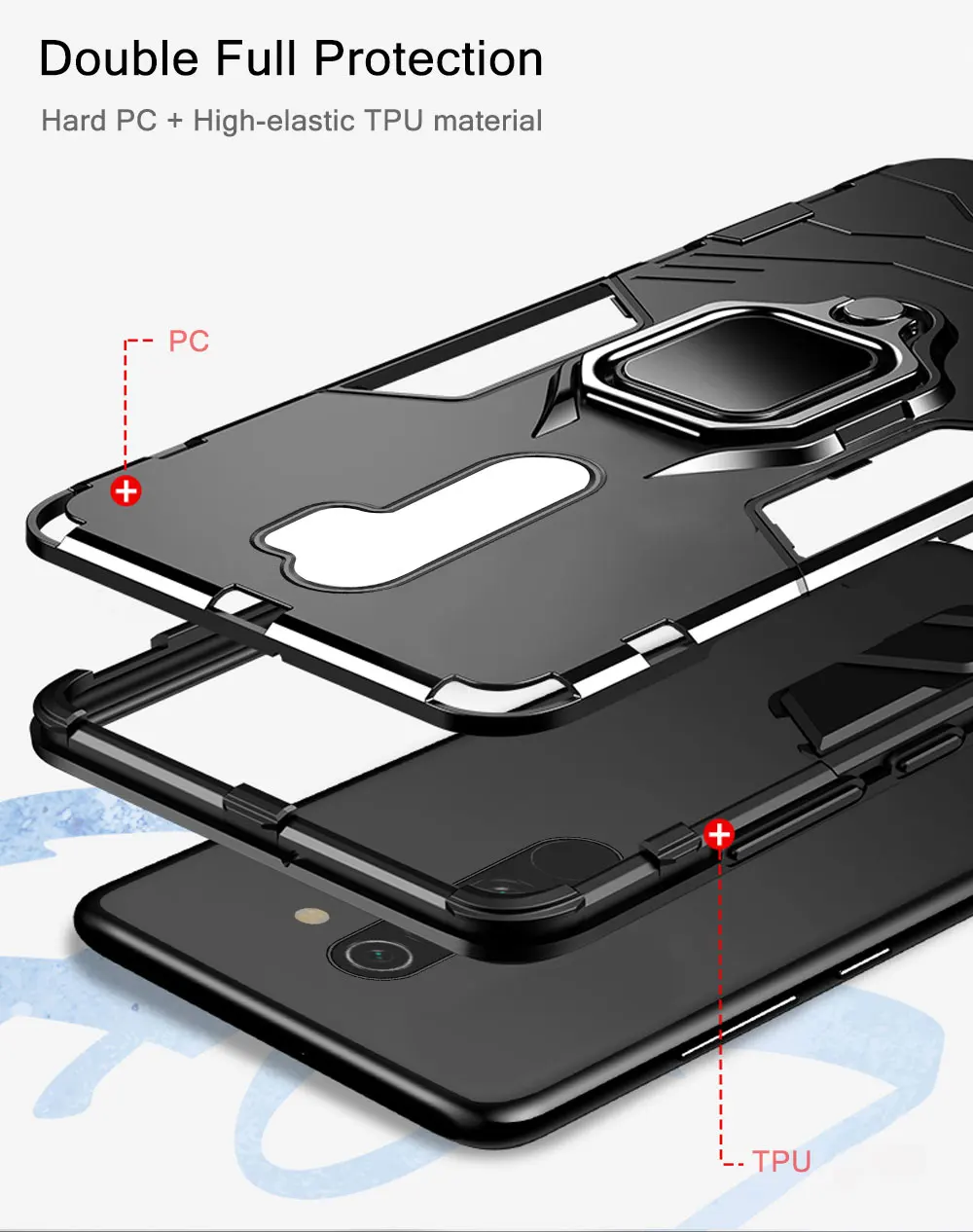 Чехол-кольцо для xiaomi redmi note 8 Pro, чехол, роскошный противоударный бампер, деловой чехол для телефона для xiami redmi note 8 7 note7, чехол