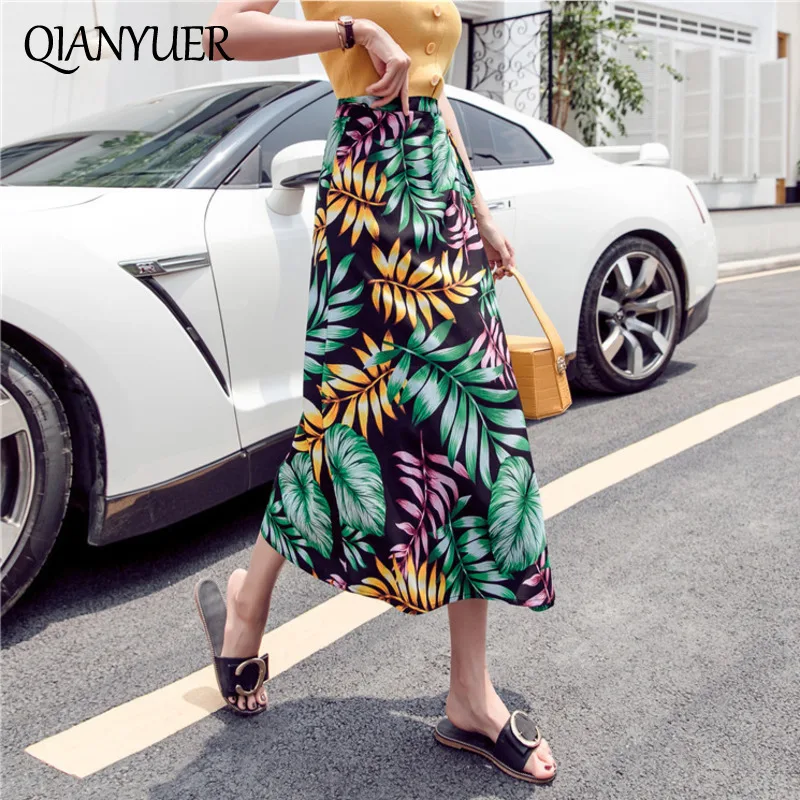 Женские юбки Женская Новая мода весна лето шифоновая юбка с цветами Пляжная