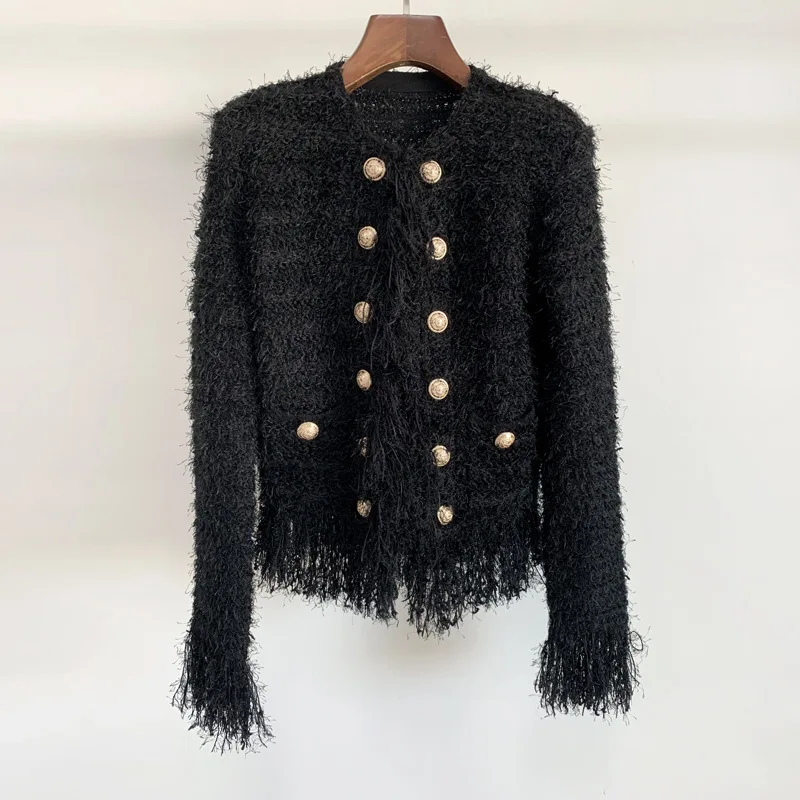 

2020 New Autumn and Winter Double-Breasted women's Short tassel Coat