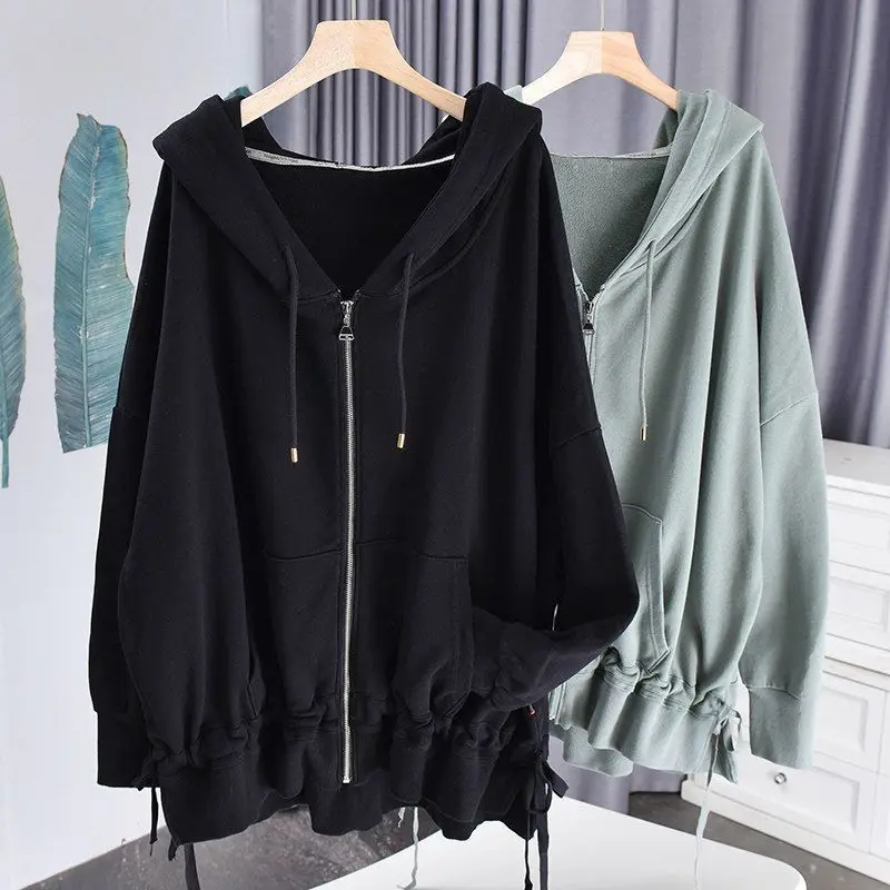 Легкие однотонные женские толстовки с капюшоном осенняя новая свободная