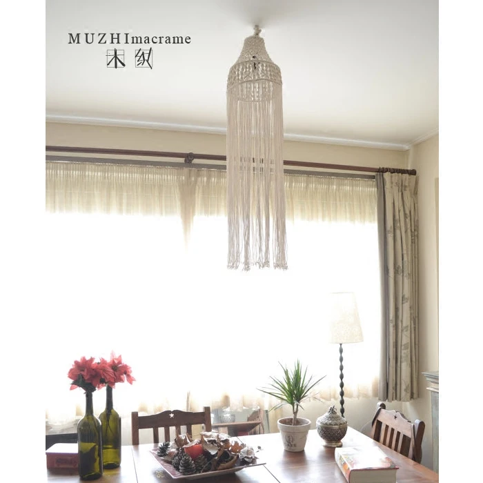 Креативная ручная работа макраме ресторан спальня Лофт люстра с абажуром