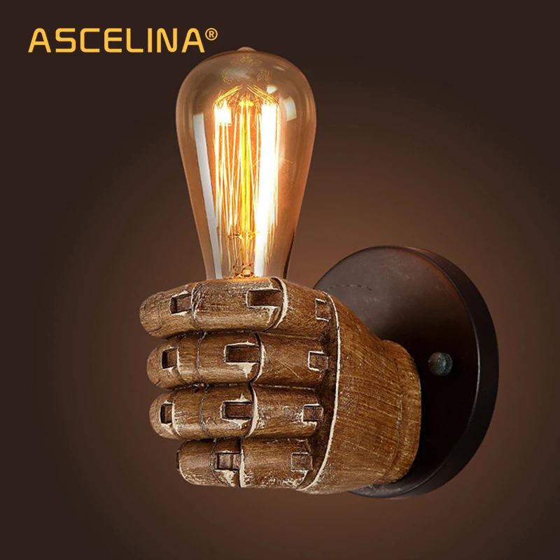 Креативные Настенные светильники ASCELINA в виде кулака E27 держатель лампы настенный