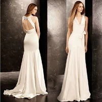 free shipping 2014 new fashion bride white long bow robe de soiree vestidos formal sexy backless party prom gown evening dresses