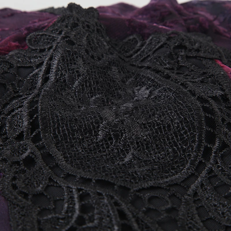 Женское платье в стиле панк готическое темно фиолетовое ведьмы с длинным рукавом