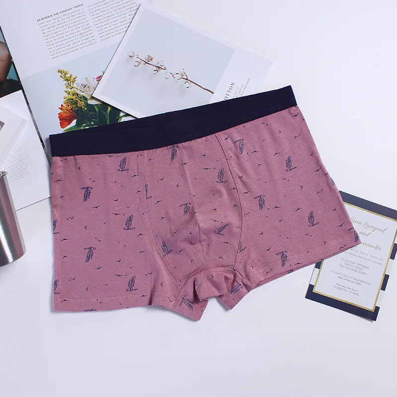 

4PCS Men Boxers Underwear Cotton Man Boxershorts Breathable Male Panties U Convex Pocket Mens Shorts Printed Underpants