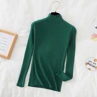 knitted women ruffles turtleneck sweater pullovers casual solid autumn winter womens sweaters slim warm jumpers long sleeve top