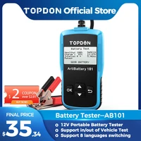 topdon ab101 car battery tester 12v voltage battery test automotive charger analyzer 2000cca car cranking charging circut tester