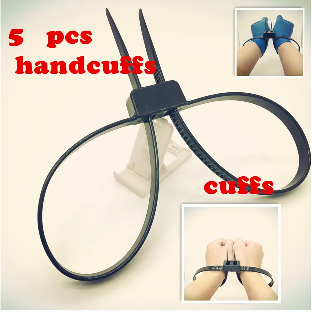 5pcs Police Handcuff Disposable Double FlexPlastic Cable Tie Zip Tie Cuff Flex Restraints  Binding Tape SM Nylon Binding Tape
