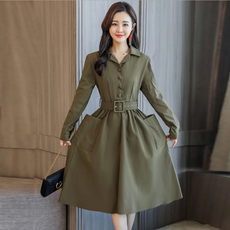 2019 осеннее Новое Женское Повседневное платье с длинными рукавами Темперамент