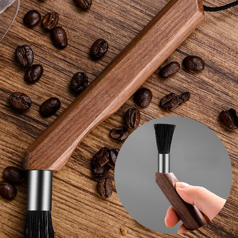

1 Pcs Coffee Grinder Cleaning Brush Boar Bristles Walnut Wood Handle with Hanging Belt REME889