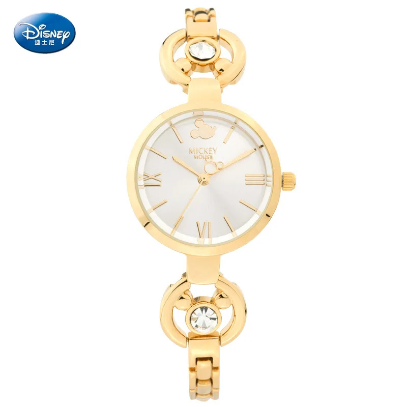 

Disney Mickey Mouse Women Quartz Watch 3Bar Waterproof Simple Fashion Cute Round Stainless Steel Women's Watch Bracelet Gift