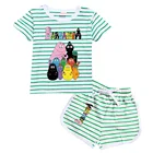 Лидер продаж, летняя полосатая футболка и шорты barbapпа, комплект для детей, хлопковая одежда для сна с милым принтом для девочек, домашняя одежда для сна для малышей