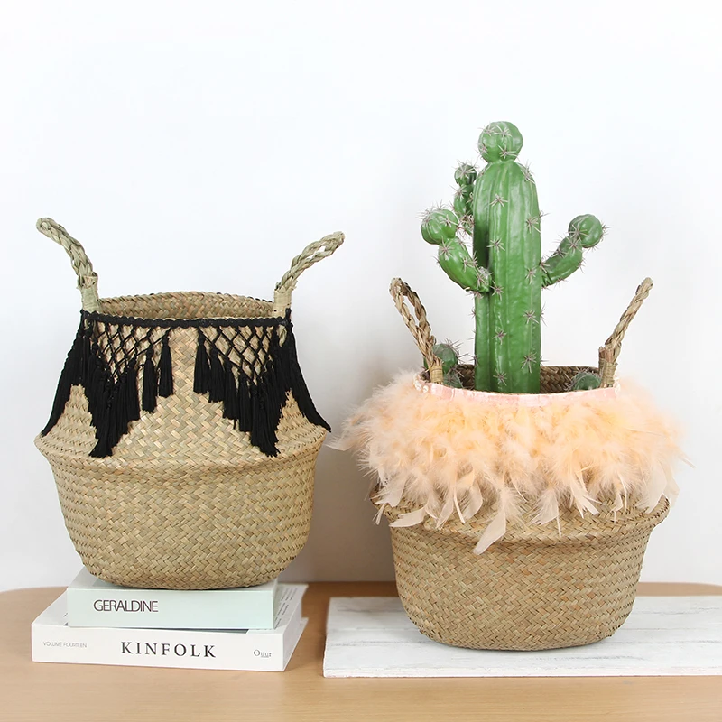 

Большая корзина для хранения в скандинавском стиле, плетеная, плетеная, богемная, складная, Защита окружающей среды, корзина для грязной оде...