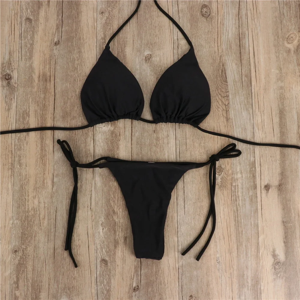 

Summer Sexy Mirco Bikini Set Women Tie Side String Thong Swimsuit Bandage Bathing Suit Brazlian Swimwear Biquini Free Shipping