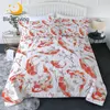 BlessLiving Koi Summer Quilt Set Lucky Fish Blanket Peach Blossom Bedding Japanese Style Bedspread Auspicious Couette De Lit 1