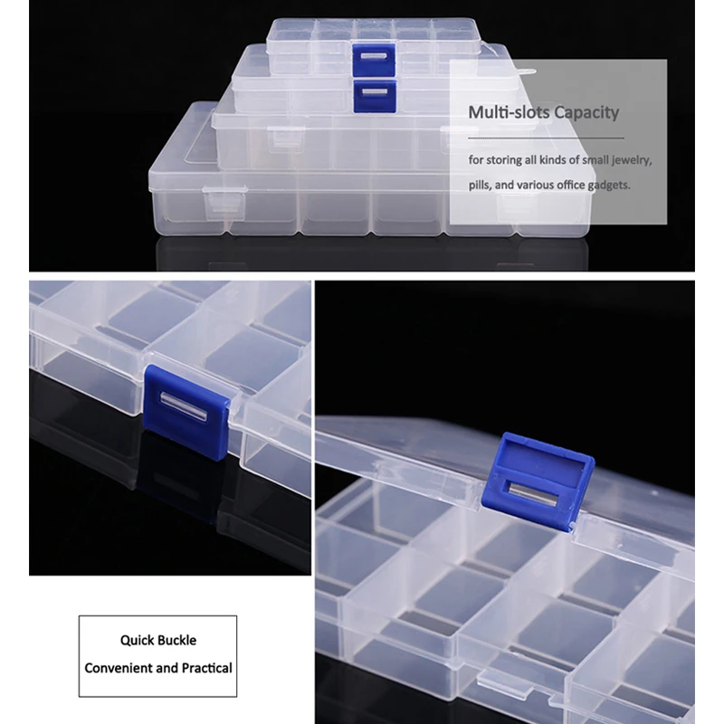 Прозрачный Пластиковый пустой ящик для хранения инструментов дизайна ногтей