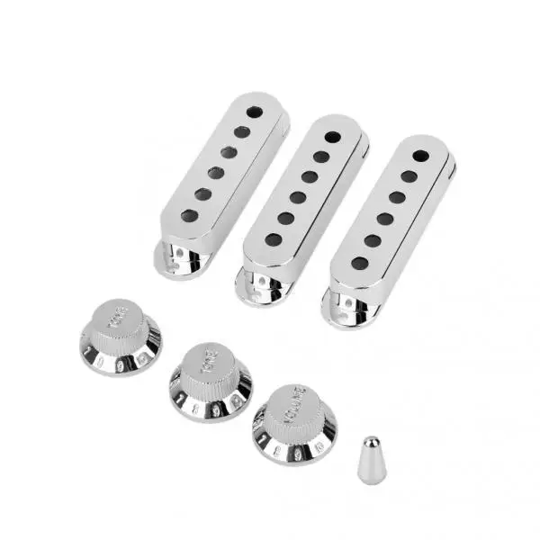 

Silver Guitar Pickup Cover and Knobs Switch Tip Set