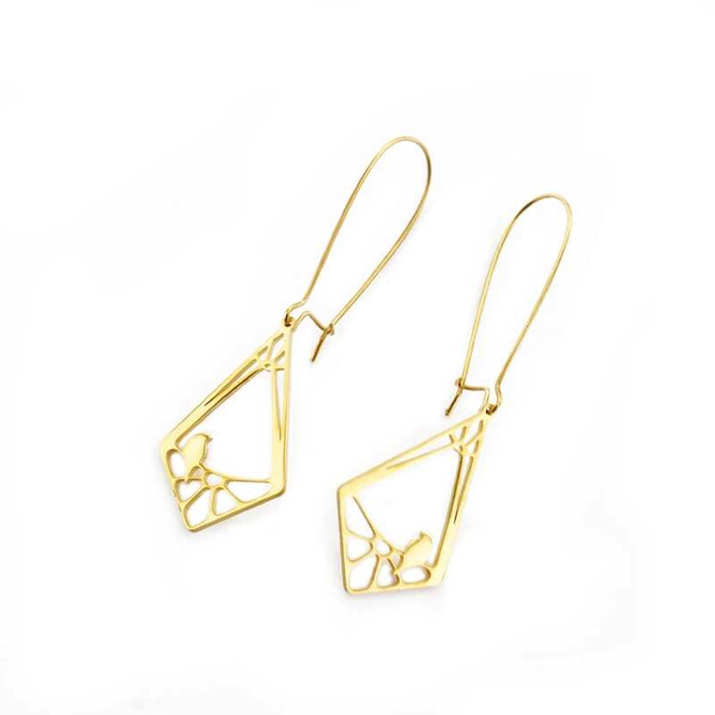 Серебряный Цвет птица и серьги в форме стилизованной птичьей клетки Женские