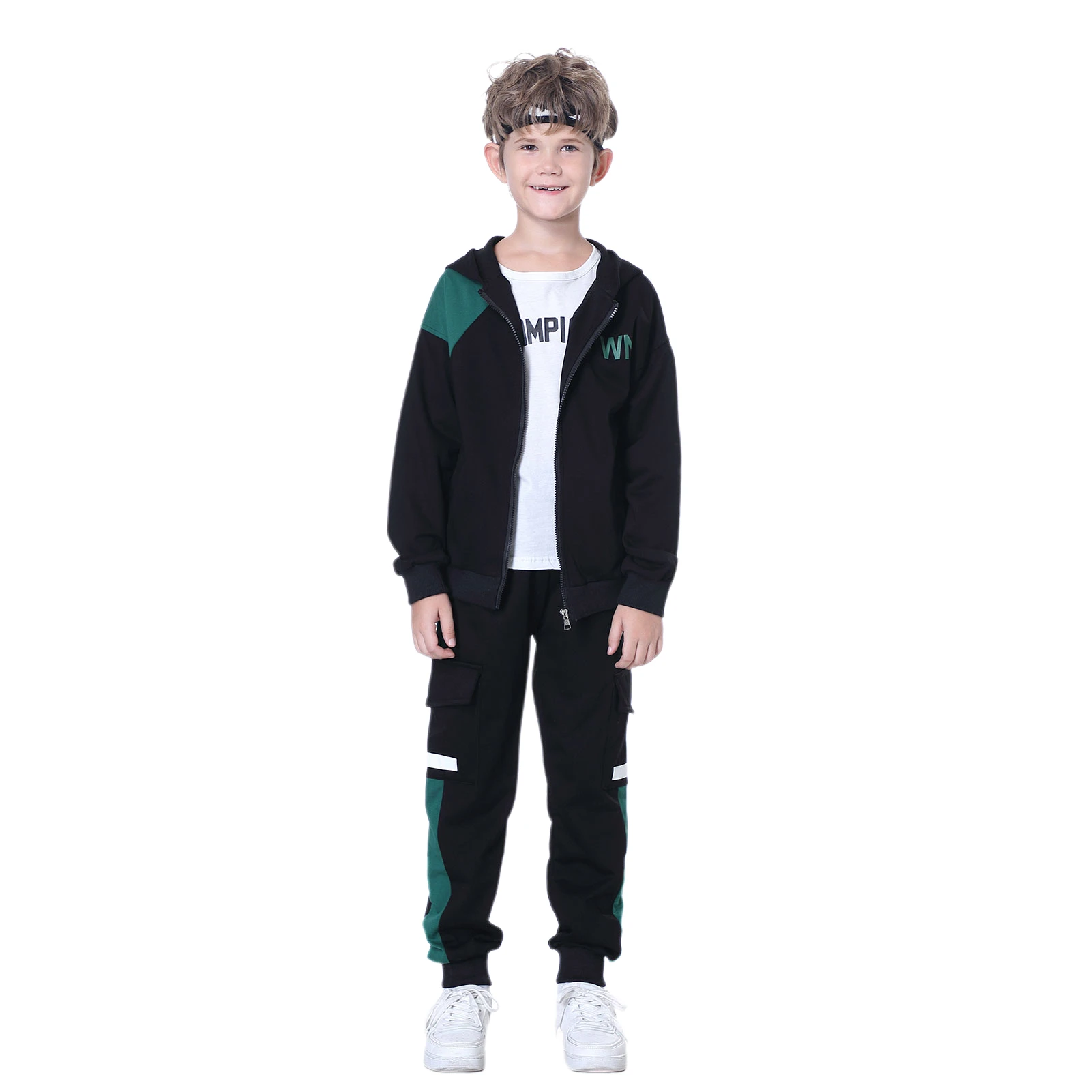 

Kids Tracksuits School Sweatsuits Teen Boys Fashion 3-Piece Hooded Tops Soft Long Sleeve T-Shirts Pants for Outdoor Sports