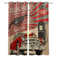 retro car poster route 66 bedroom kitchen curtain modern home decoration children window curtains for living room decorative